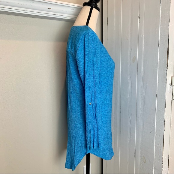 Kim Rogers Blue V-Neck Long Sleeve Top Large - Picture 3 of 11
